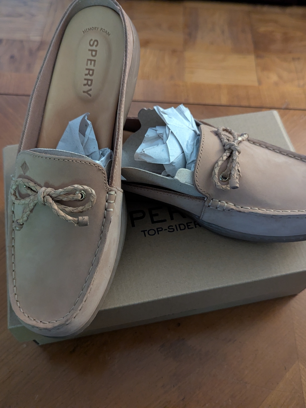 NWT Sperry Women’s Tan Leather Moccasin Mules - New - Size 8